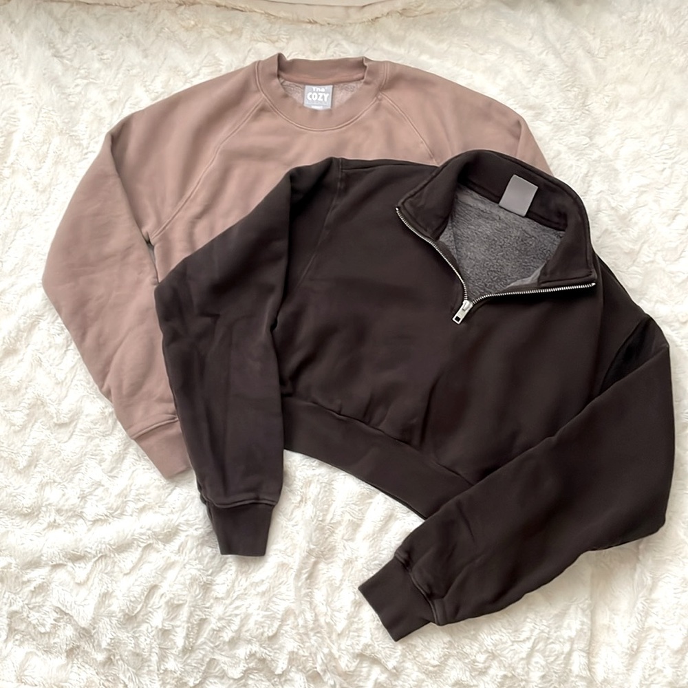 Aritzia TNA Cozy Fleece cropped sweaters sweatshirts